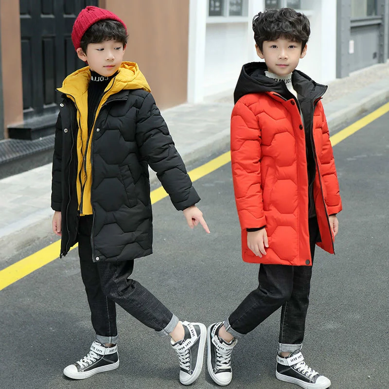 

Winter Boys Padded Outerwear Children's Long Thickened Warm Down Padded Jackets 2022New Winter Jackets Kids Clothes 10 11 Years