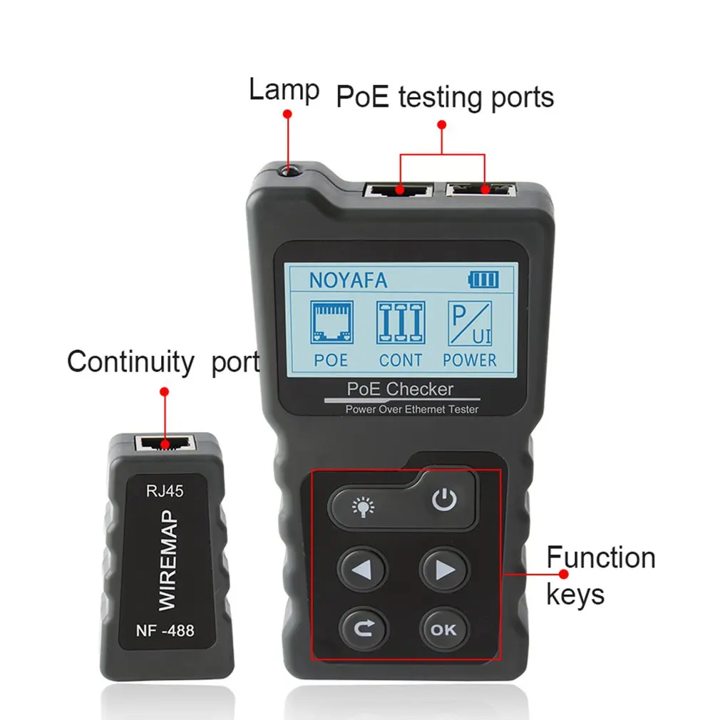 NOYAFA NF-488 сетевой прибор для проверки POE проверки по Ethernet cat5, cat6 Lan тестер сетевые инструменты новое поступление