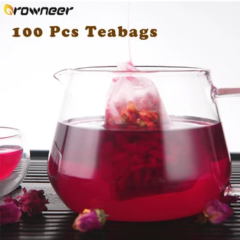 

100 Pcs Set Empty Drawstring Teabags Disposable Non-Woven Fabrics Tea Strainers White Herb Spice Loose Coffee Filter String Seal