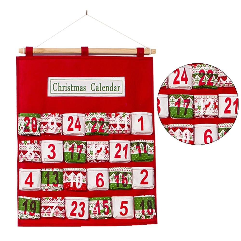 Рождественская сумка для хранения календаря с обратным отсчетом, многослойная Сумка для хранения конфет, косметическая сумка для хранения мелких предметов