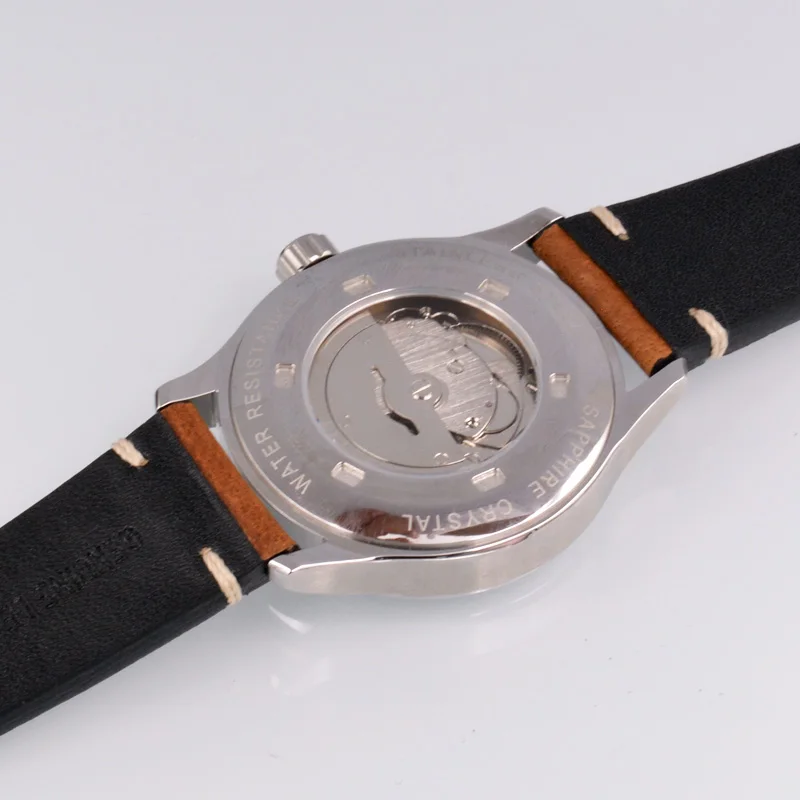 42MM Corgeut Leather Military Men Automatic Luxury Brand Sport Design Clock Leather Self Wind Mechanical Wrist male Watches