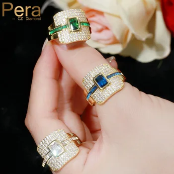 

Pera Wedding Brand Yellow Gold Nigerian Designer Jewelry Large Full Paving Cubic Zirconia Engagement Rings for Dubai Women R120