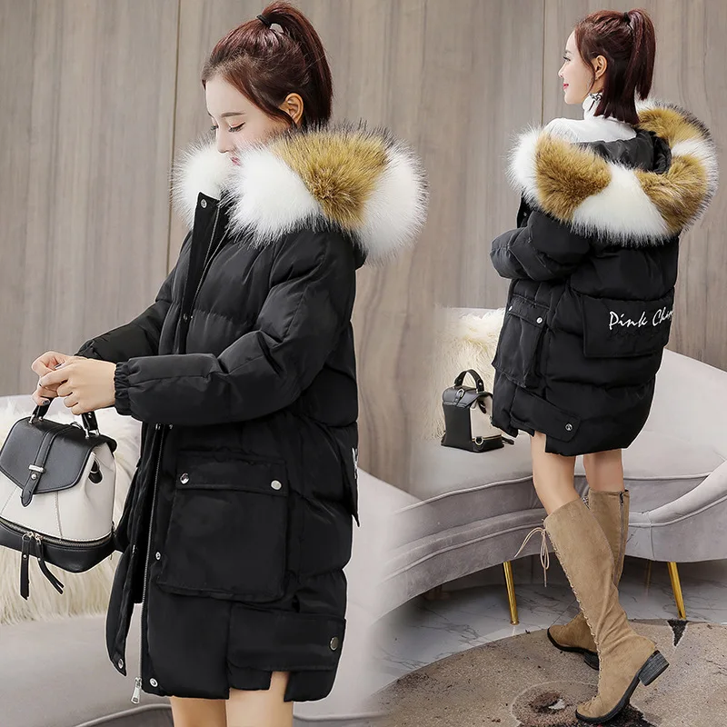 

Cotton Coat Mid-length Casual Slimming Trend 2018 Winter New Style Solid Color Elegant Warm Hooded