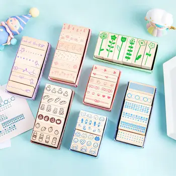 

6pcs/set Vintage Mini Kingdom Series Combination Seal Wooden Rubber Stamps for Scrapbooking Stationery DIY Craft Standard