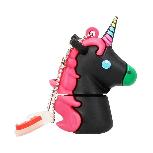 Black u stick cute Unicorn usb flash drive Silicone horse pendrive 2.0 8GB 16GB 32GB 64GB 128GB flash disk free custom logo& delivery - Цвет: Black