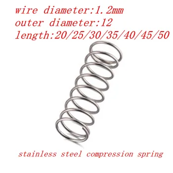 

10pcs 1.2x12xL wire 1.2mm outer diameter 12mm stainless Steel Micro Small Compression spring length 20mm-50mm