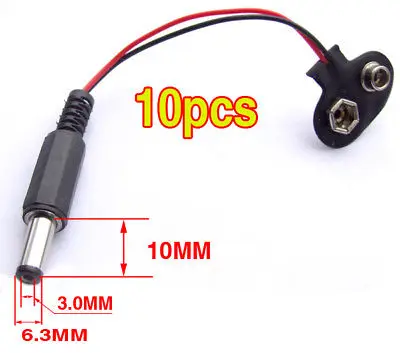 

DHL/EMS 200PCS 9V TO 10 X 6.3 X 3.0 DC Power Plug Battery Cable-A8