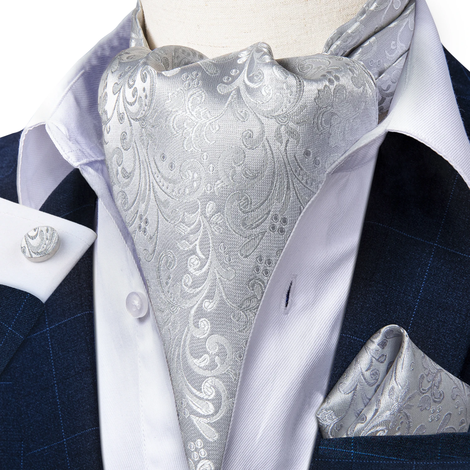 EE_ Men Silk Cravat Scarves Paisley Solid Ascot Wedding Party Self-tied Ties Exo 