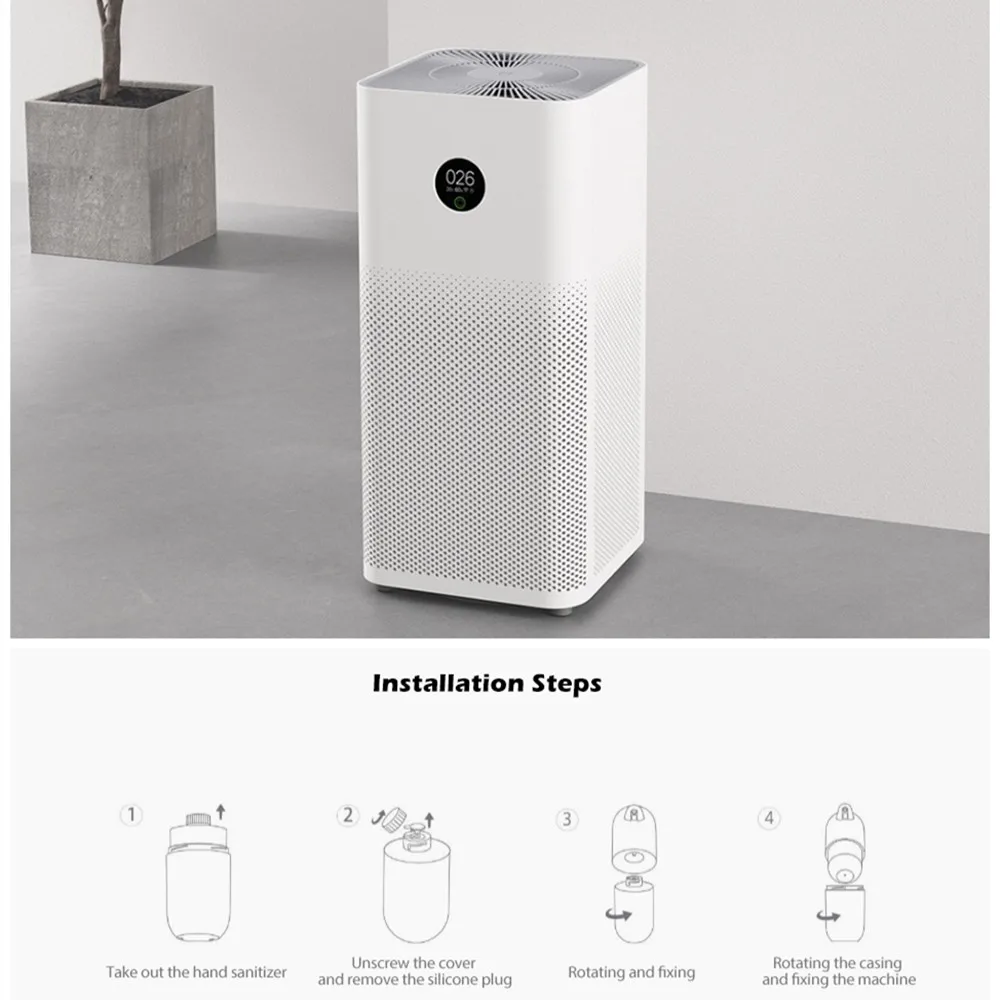 1 Mijia очиститель воздуха 3 AC-M6-SC бытовой Компактный с приложением и AI голосовым интеллектуальным управлением низкий уровень шума OLED сенсорный дисплей