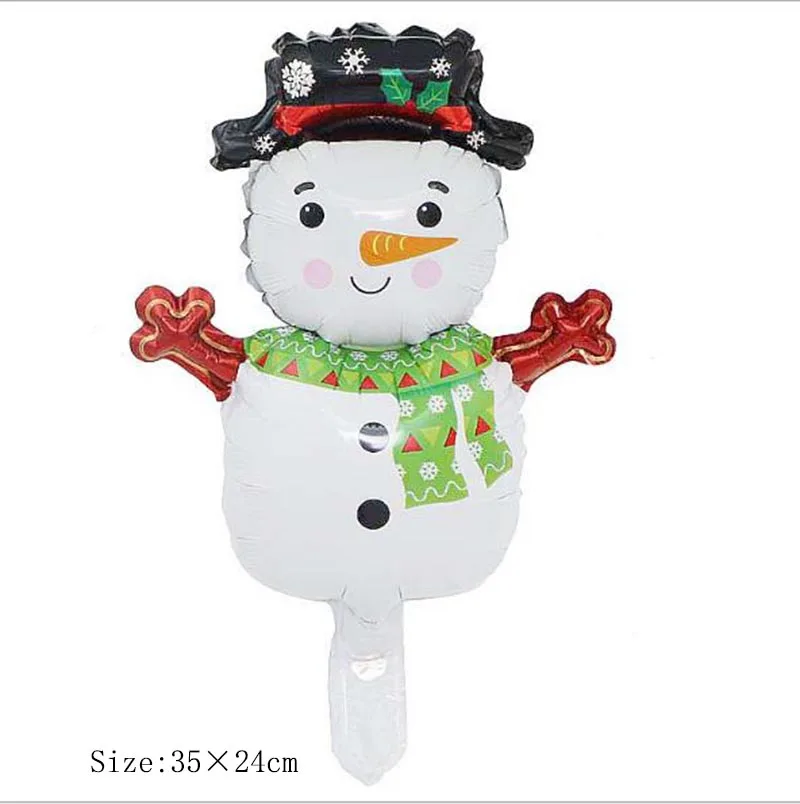 Black hat snowman Кусок Счастливого Рождества, Нового года, вечерние, рождественской вечеринки, фольгированный шар, Санта Клаус, рождественская елка, милый Декор в форме снеговика - Цвет: Black hat snowman