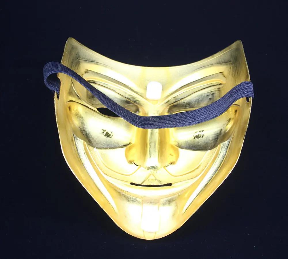 Золотые Серебряные вечерние маски V для Vendetta Маска Anonymous Guy Fawkes необычный аксессуар для костюма для взрослых вечерние маскарадные маски на Хэллоуин D3
