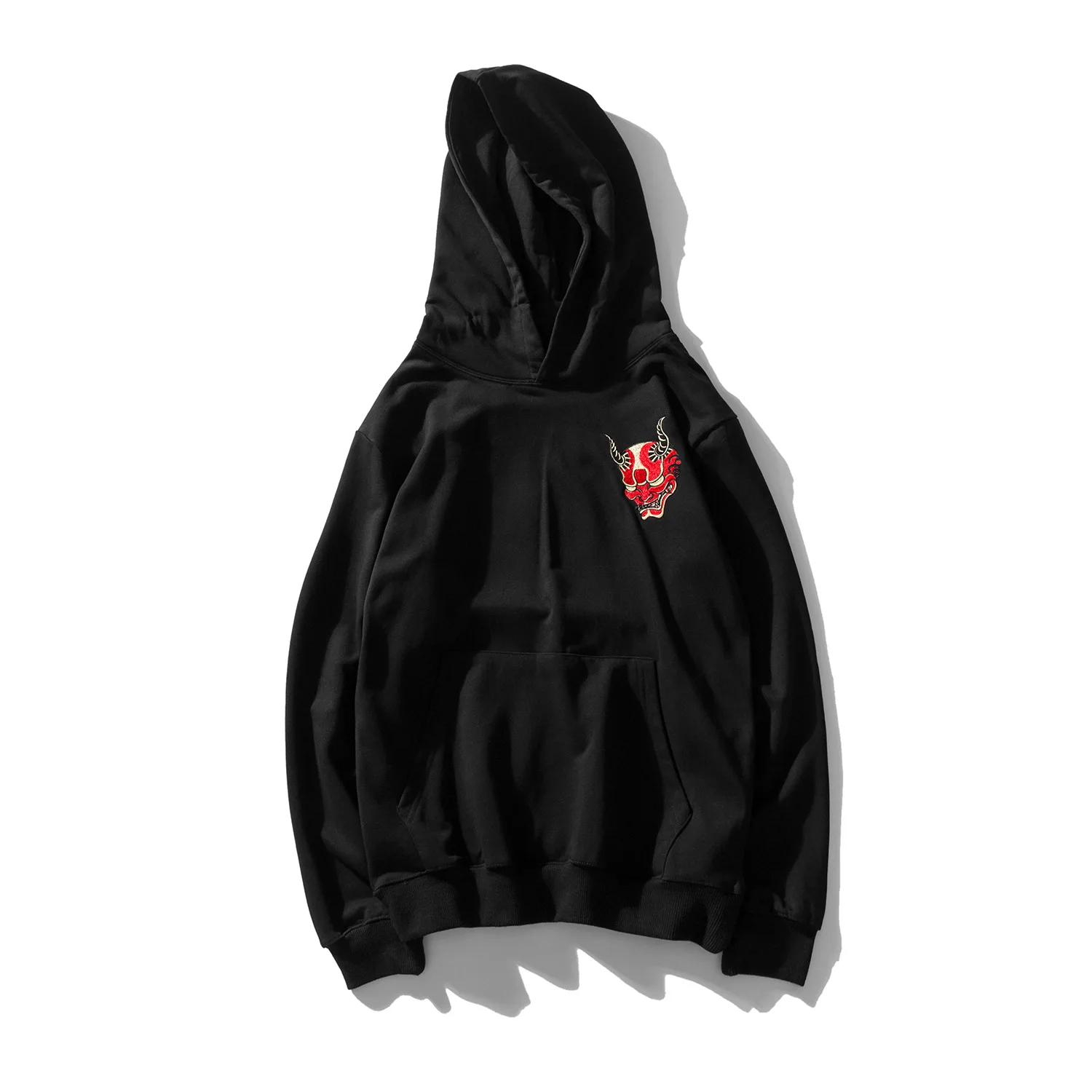 Мужская толстовка из 100 хлопка в японском стиле Harajuku Steetwear с вышивкой черепа сатаны, Спортивная толстовка с капюшоном, японские толстовки для мужчин s SA-8