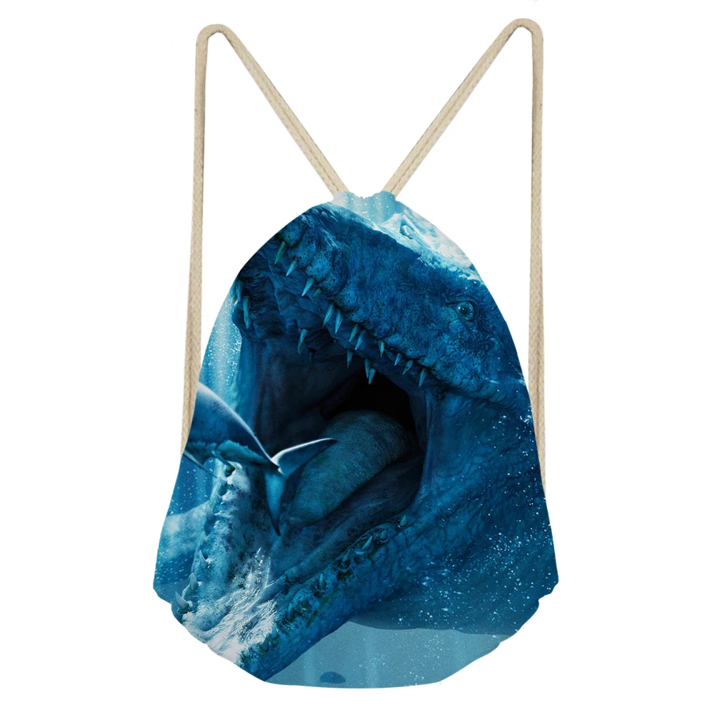 ThiKin 3D Mosasaurus Динозавр Печать Drawstring Сумка модные сумки на плечо Нижнее белье животные шаблон персонализированные высокой емкости - Цвет: As Picture