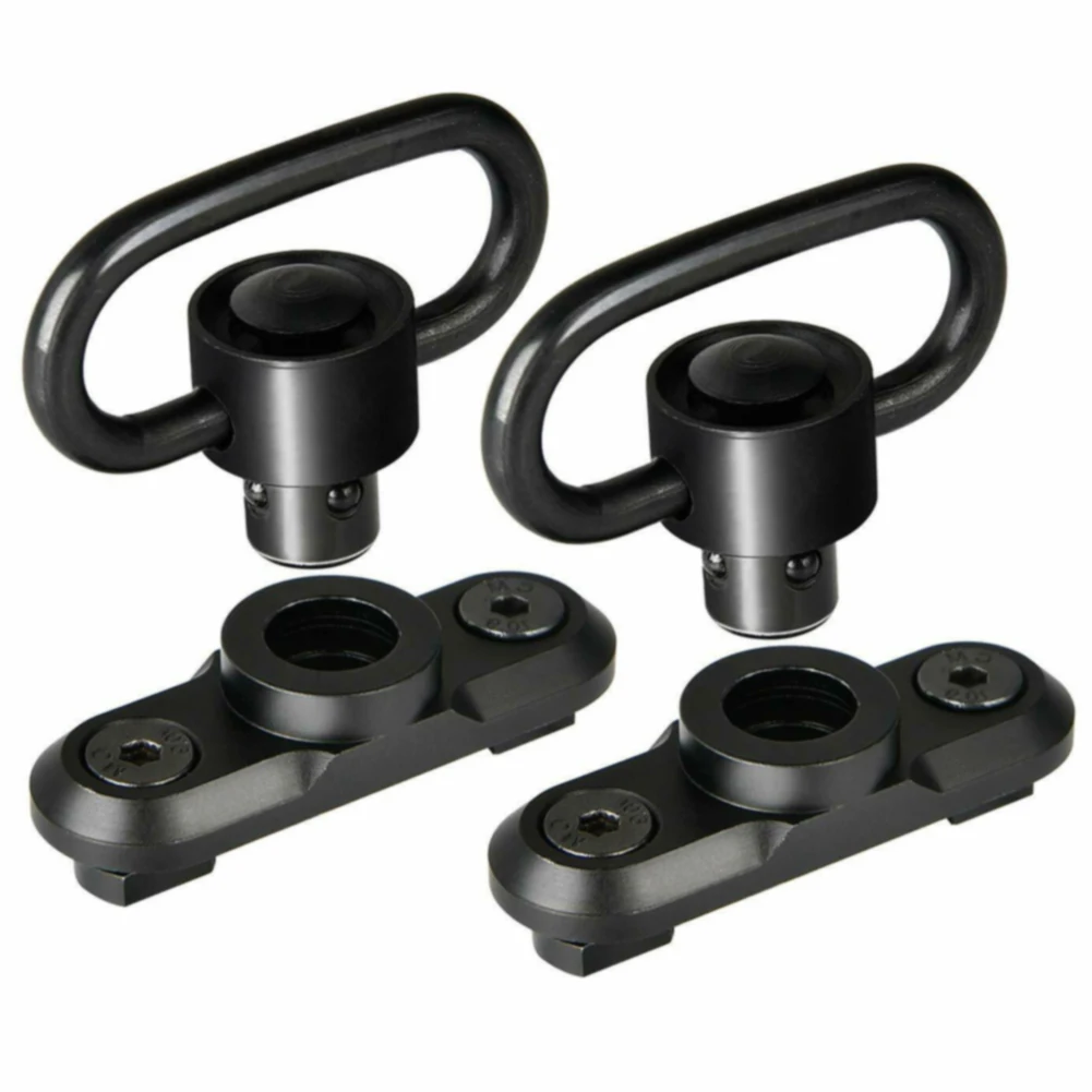 

6pcs/2 Set Tactical Standard Sling Mount Shooting Swivel Adaptor Tool Easy Install Push Button Quick Release For M-lok Rail