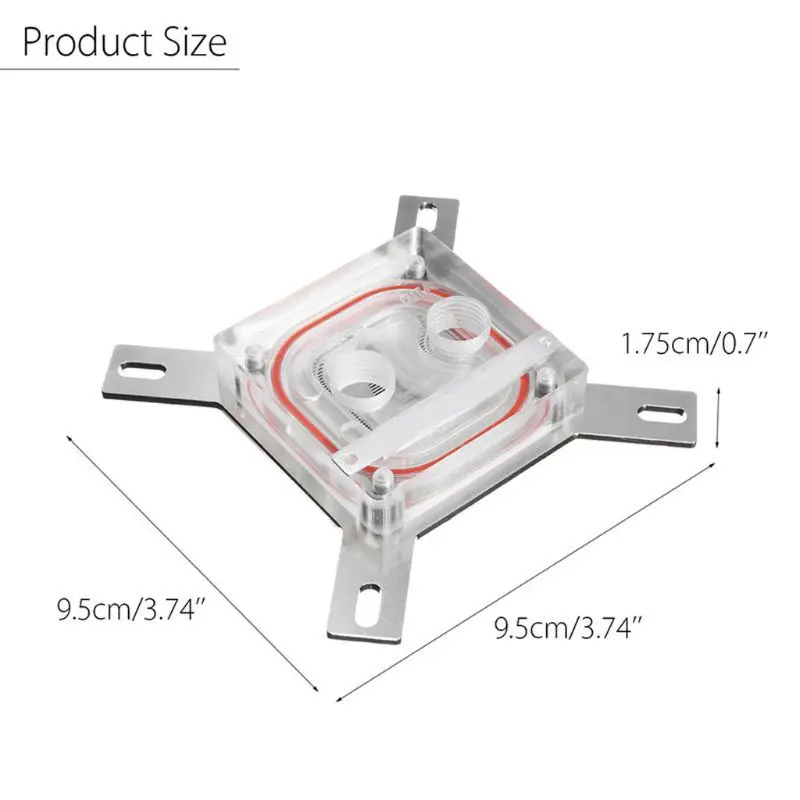 G1 4 Thread Waterblock Acrylic Copper Water Cooling CPU Radiator Heatsink Block 5