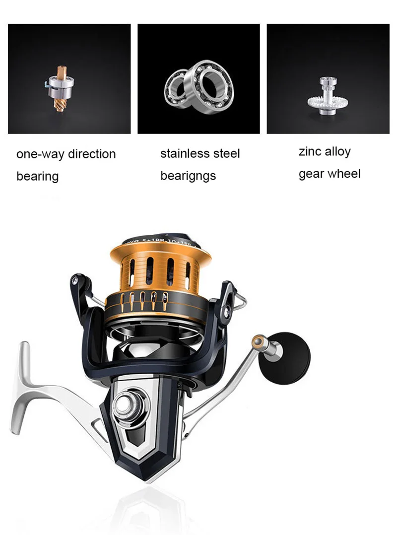 Fishing Reel Sea water Spinning Full metal saltwater carp fishing 6+1BB spool coil Catfish fish spinning reel Surfcasting reel