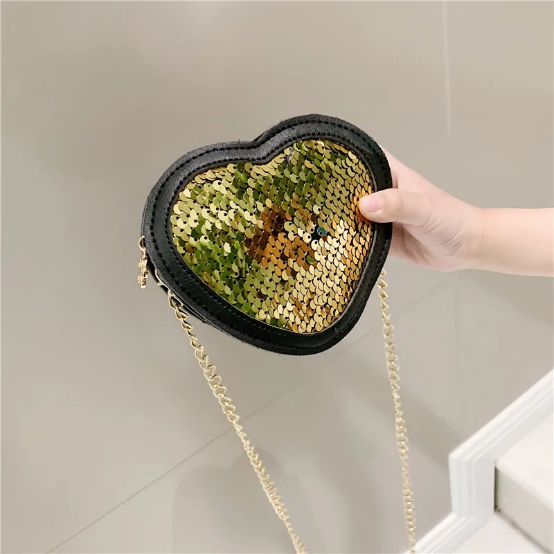

Children's Bag New Arrival 2019 Mini Peach Heart Heart Bag Sequin Bag Cute Cartoon Shoulder Purse