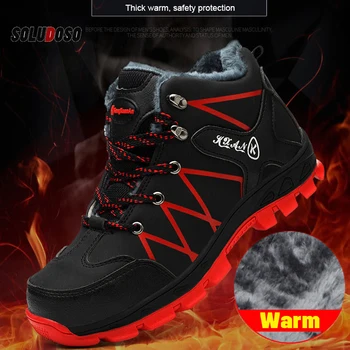 

2019 Winter Work Safety Shoes Waterproof Men's Boots Outdoor Warm Waterproof Non-slip Ankle Snow Boot Thick Plush Rubber Nonslip