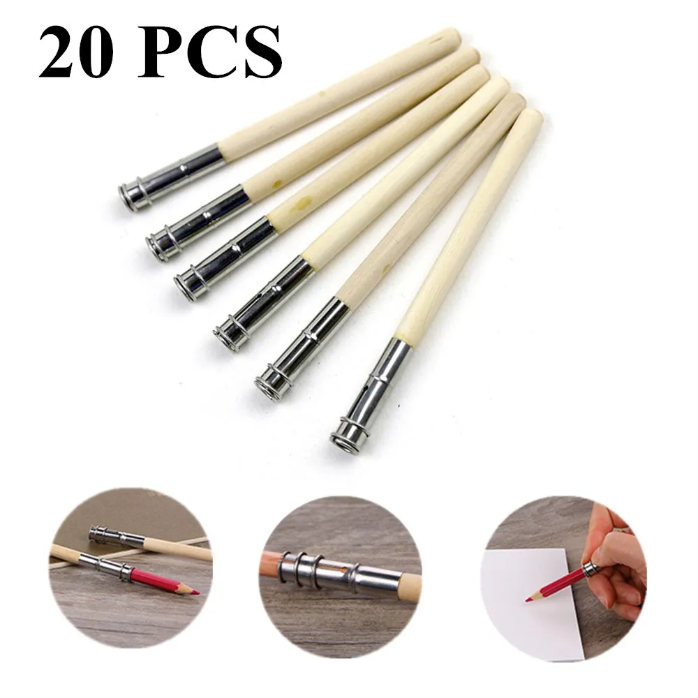 

20PCS Log pencil extender, penholder, art sketch extender, student pen cover, pen cap connector