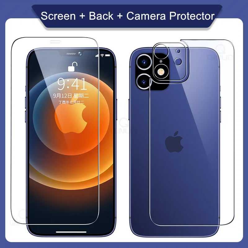 3 в 1 полная Защита экрана для iPhone 12 Mini 11 Pro Max XS X XR 7 8 6 6S Plus SE 2 задняя пленка из