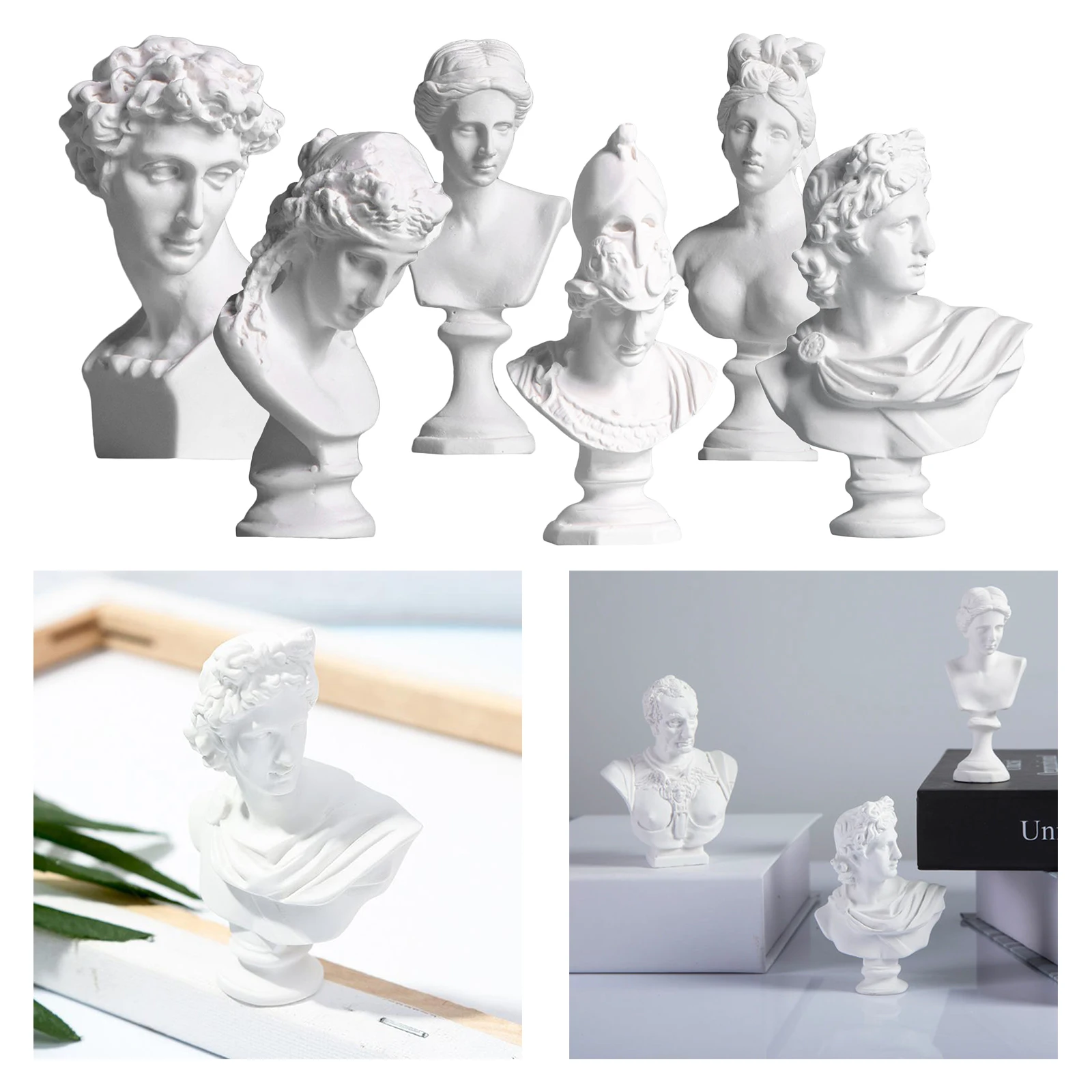 Practice Gypsum Bust Portraits Plaster Statue Famous Sculpture Greek Mythology 
