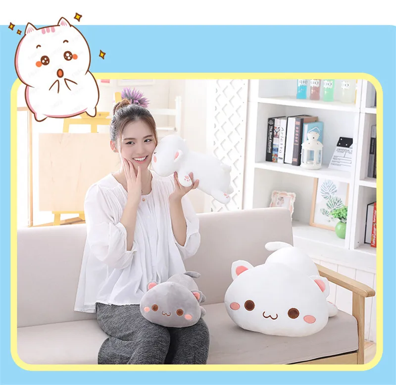 35 см Kawaii Cat Подушка для детей Подарки для девочек мягкий пух хлопок мягкие животные подушки милые плюшевые игрушки маленькая белая кукла кошки