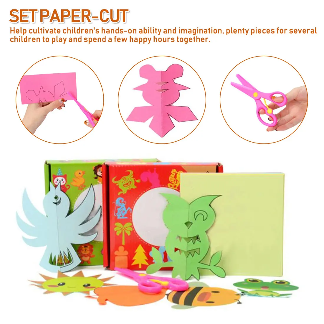 96Pcs Kids Cartoon Color Paper Folding and Cutting Toys Children Kingergarden Art Craft DIY Educational Toy