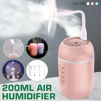

3 IN 1 200ML Humidifier Portable USB Mini Humidifier 7 Color LED Lights Fan Aroma Essential Oil Diffuser for Home Car USB Fogger