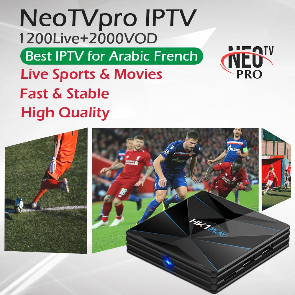 

HK1Play Smart TV BOX Android 9.0 Amlogic S905X2 Wifi 4K 3D Set Top Box TV Receiver+Neo pro IPTV Subscription Arabic France IPTV