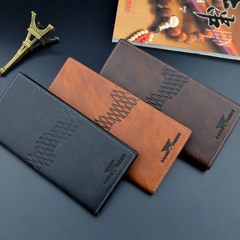 

New men's wallet men's long 3 fold vertical fashion leisure open soft leather clip multi card large capacity Wallet