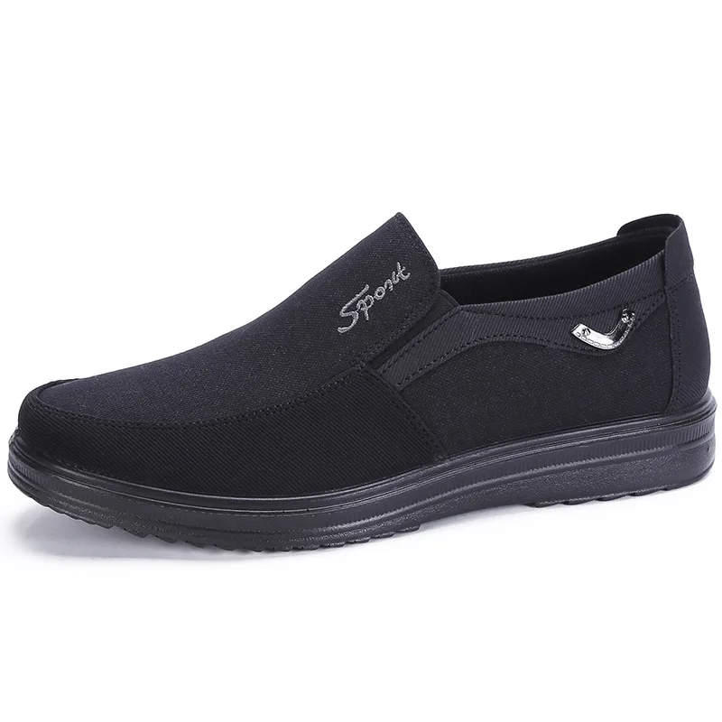 Новые осенние удобные повседневные туфли Мужская парусиновая обувь мужская удобная обувь модная брендовая обувь на плоской подошве - Цвет: Черный