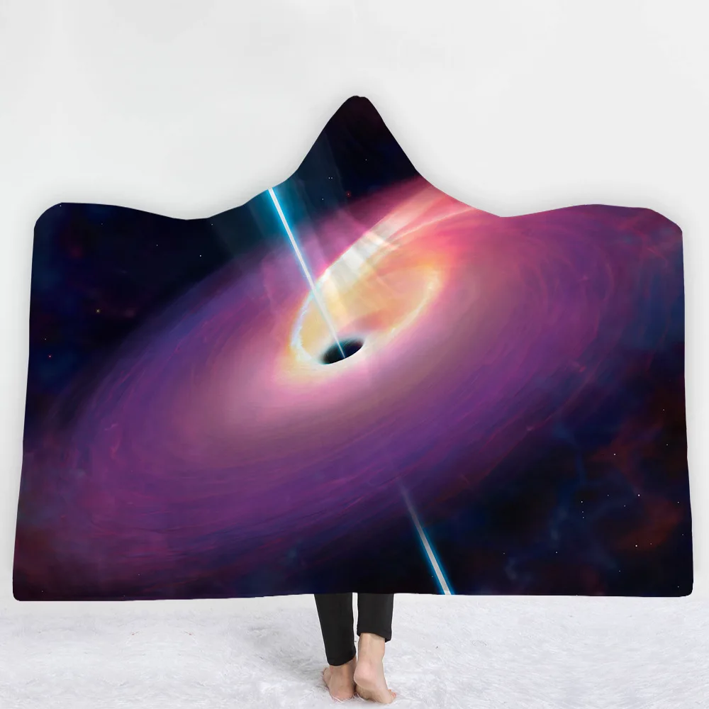 Psychedelic современное одеяло с капюшоном черное отверстие серии 3D плюшевый, с принтом для взрослых детей шерстяное одеяло теплое покрывало одеяло