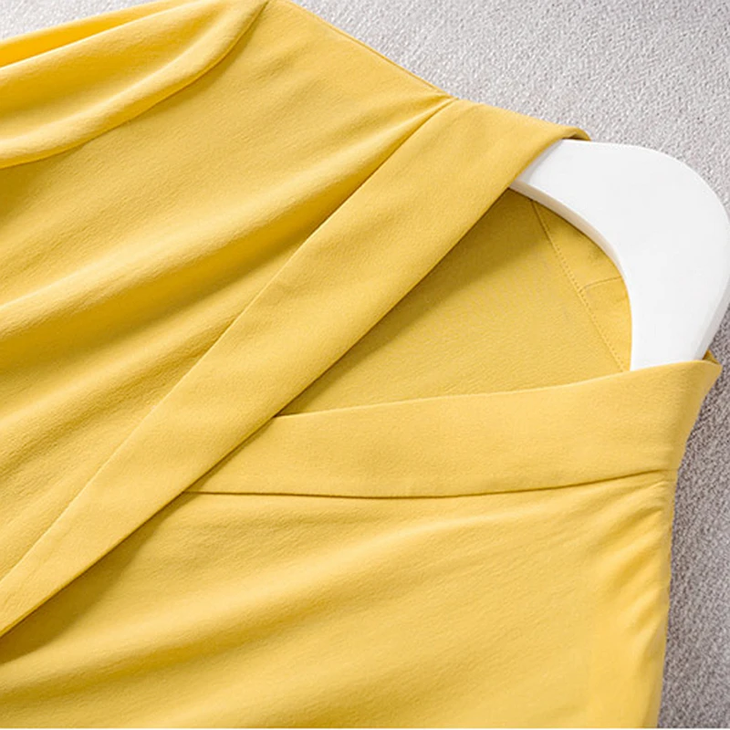 Шелковая блузка женская рубашка элегантный дизайн однотонный двубортный v-образный вырез с длинным рукавом офисные Топы ткань Новая мода
