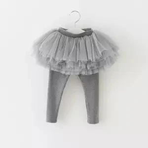 Girls Leggings Autumn New Baby Girl Skirt-pants Toddler Mesh Patchwork Leggings Girls Pants Kids Velvet Thick Warm Legging - Цвет: gary no velvet