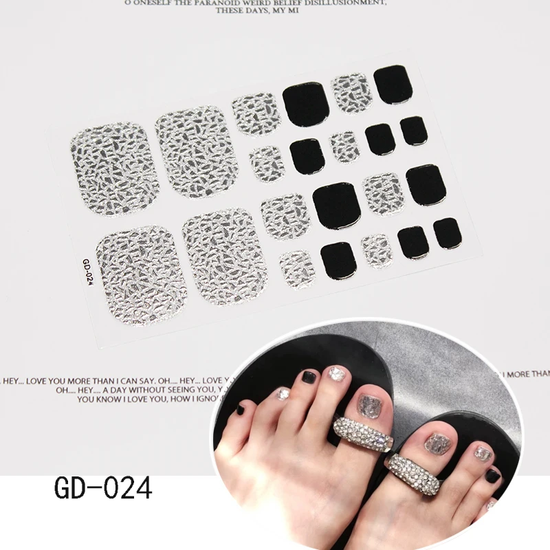 GD-024 Новые Стикеры на ногти лазерные бронзовые Блестки Серебряные украшения на ногу Клей DIY 22 советы художественные обертывания ремесленные стикеры на ногти - Цвет: GD-024