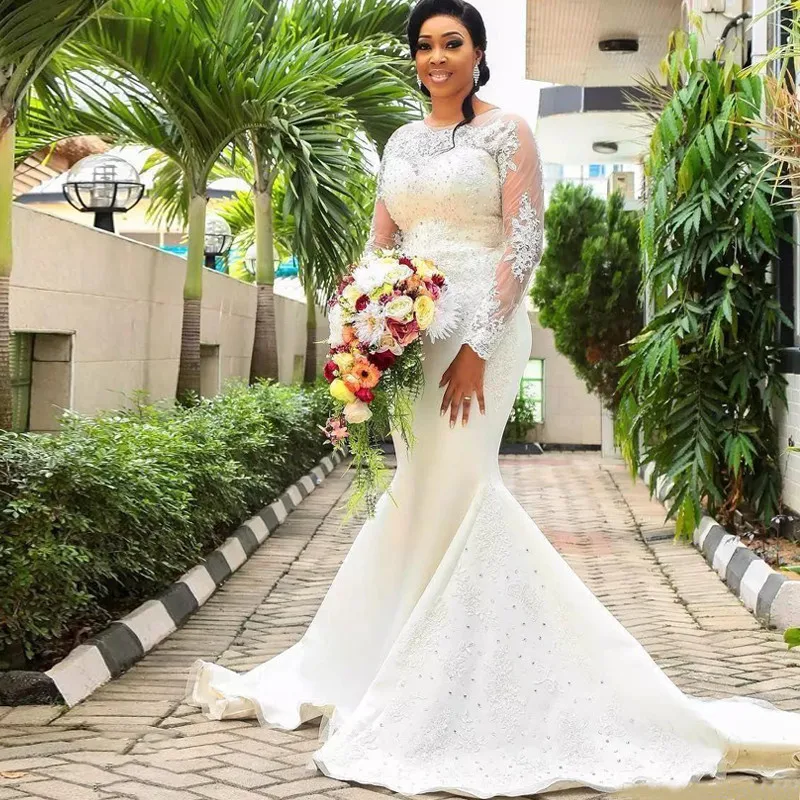 fishtail long sleeve wedding dress