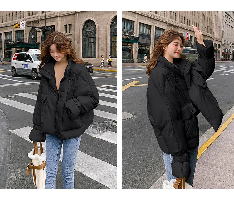 New Style Short Cotton Coat Women's Winter Stand Collar down Coat Korean-style Loose-Fit Students Versatile Cotton-padded J