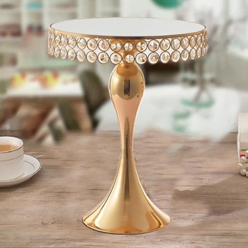 

Gold Cake Stand with Crystal, Mirror Top, Mermaid Tail Style for Wedding Cake Party Dessert Table for Dessert