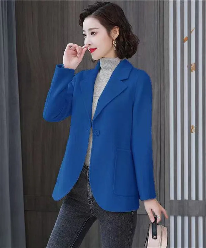 Fashion Woolen Miss Blazer 2022 Autumn Winter New Female Outerwear Elegant Women Tops Show Thin Woolen Suit Ladies Jacket plus size pant suits for weddings