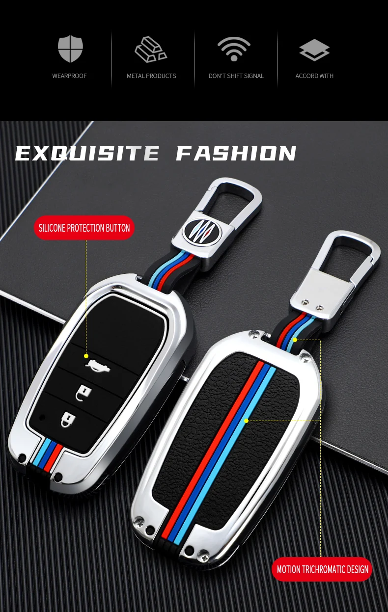 Portachiavi per auto in lega di zinco per Toyota Chr Rav4 Auris Avensis Prius Aygo Camry Corolla Land Cruiser 200 Prado Crown Riez Key Cover - Hd3ec1ce9cf3b4c0e907455115b4eccf7w