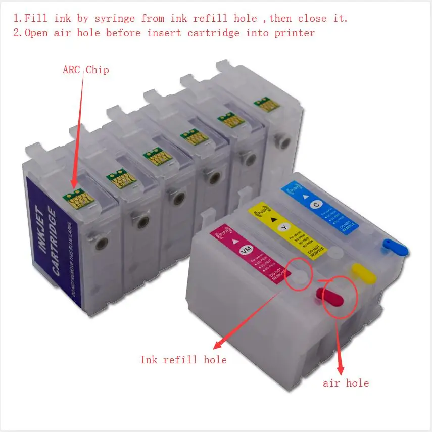 T7601-T7609 P600 многоразовый картридж с автоматическим сбросом ARC чип для Epson Surecolor-P600 принтера