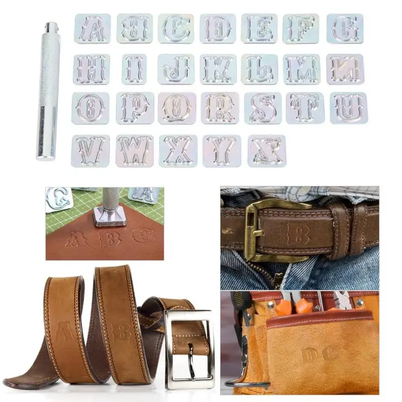 26pcs Durable Alphabet Stamps Set DIY Handicraft Art Carbon Steel Mark Clearly Wood Leather Silver Punching Stamp Metal Tools