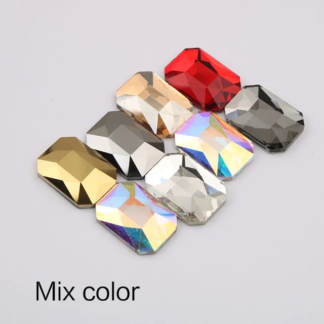 Mix color Стиль, 10X14 мм, большие длинные Восьмиугольные Стразы для ногтей, цветные стеклянные кристаллы с плоской задней стороной, для украшения ногтей, стразы - Цвет: Mix color
