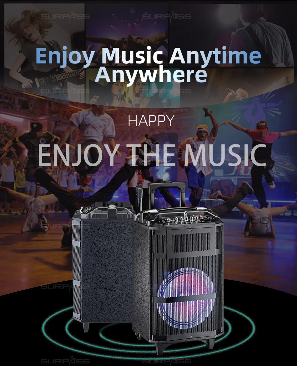 Outdoor or Home Karaoke Bass Treble Bluetooth Microphone Speaker 10'' Portable Battery Loudspeaker with FM Radio LED Light USB Outdoor or Home Karaoke Bass Treble Bluetooth Microphone Speaker 10'' Portable Battery Loudspeaker with FM Radio LED Light USB