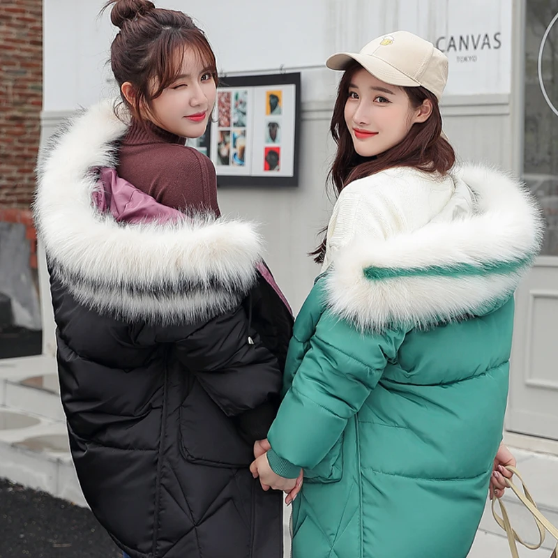 

Winter Jacket Women Parka Hood Fur Collar Coat Oversize 2019 Large Plus Size Female Thicken Clothes Outerwear Puffer Warm Ladies