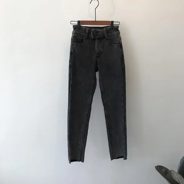 black grey Cultiseed, женские джинсы, узкие брюки, брюки, женские, корейские, плотные, теплые, обтягивающие, джинсы, для девушек, модные, зимние, длинные джинсы, брюки - Цвет: black grey
