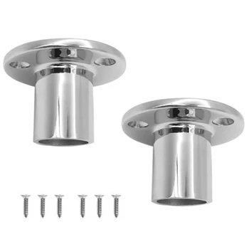 

2Pcs 90 Degree Boat Handrail Round Base 1in 25Mm Marine 316 Stainless Steel Boat Hand Rail Fitting