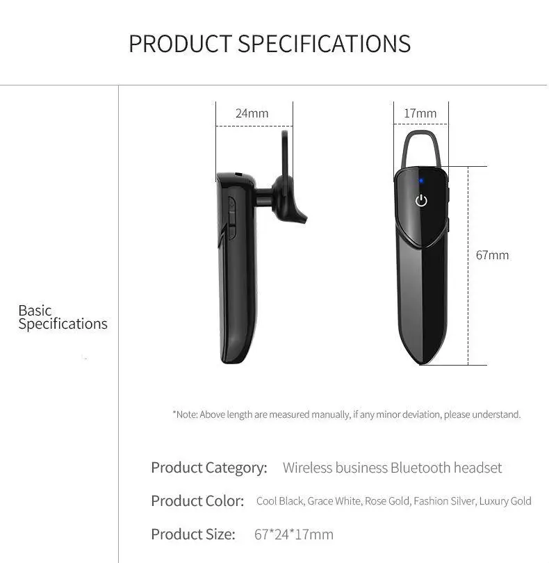 Noise Cancellation Wireless Bluetooth Earpiece Earphone Driving Earbud Handsfree for Android iPhone Samsung Galaxy Xiaomi LG