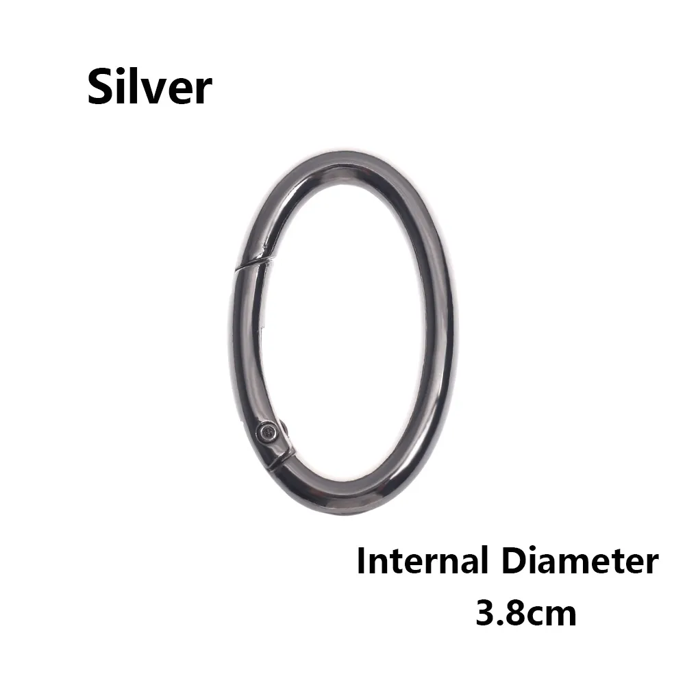 3.8cm - silver 2 шт цинкового сплава покрытые ворота Весна овальное кольцо пряжки карабин с зажимом кошельки сумки овальные карабин - Цвет: 3.8cm - silver