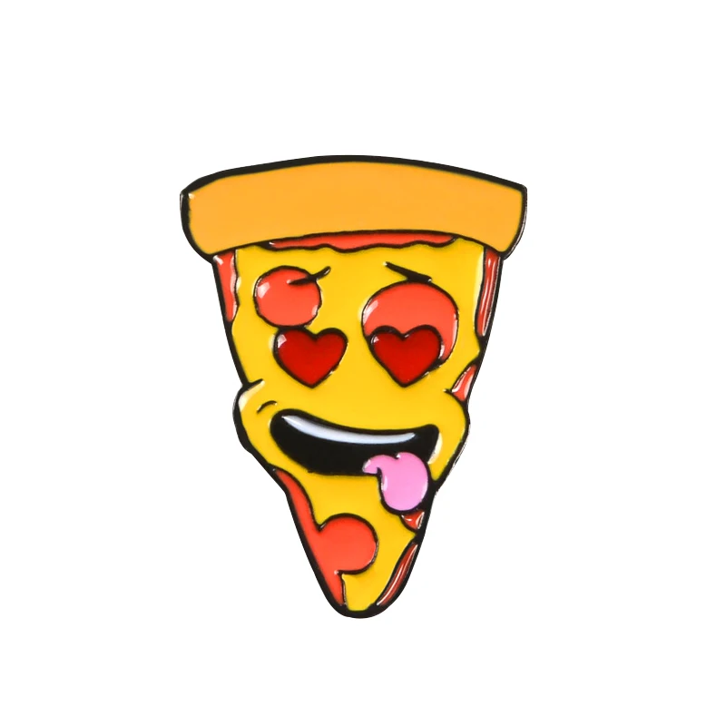 Cute Cat Fruit Pizza Bean Bear Toast Bread Brooch Avocado Egg Expression Life Pin Shirt Denim Enamel Badge Child and Family Gift - Окраска металла: style 6